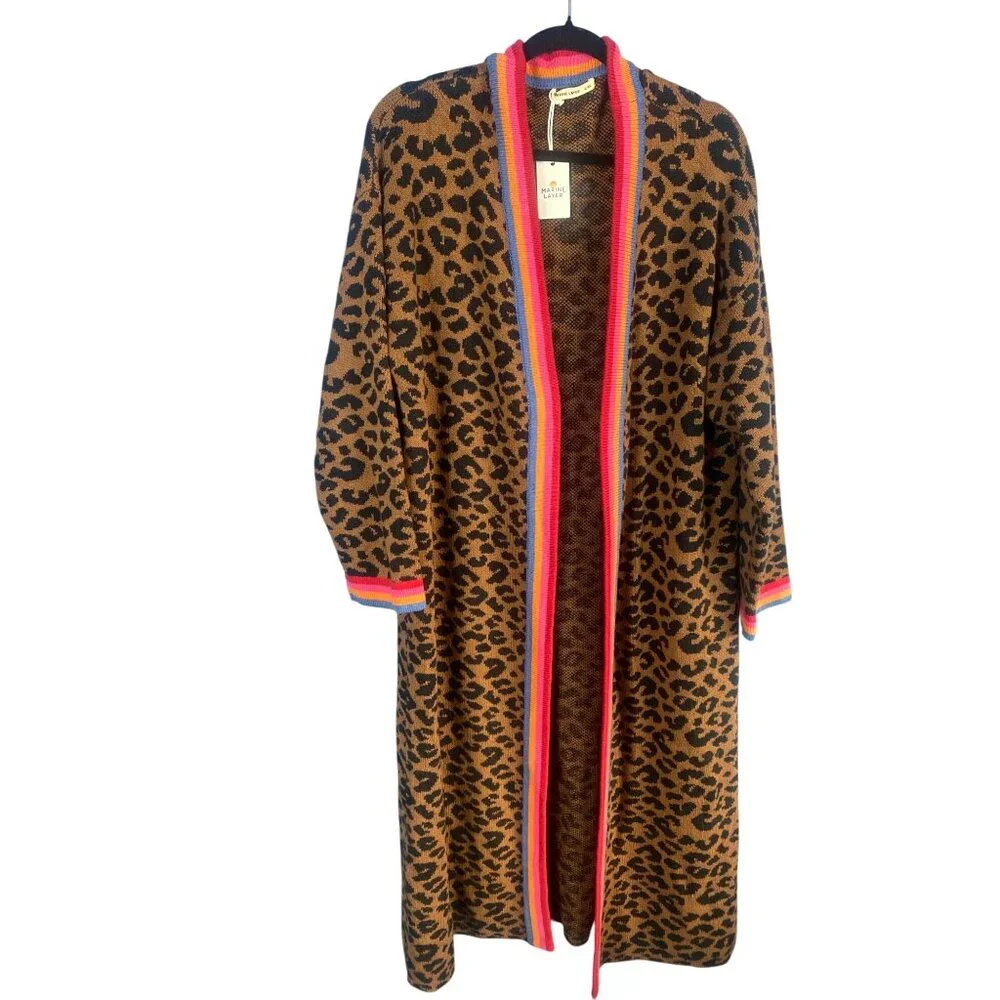 NWT Marine Layer Martha Sweater Coat Leopard Duster Cardigan L/XL Rare! - Picture 3 of 15